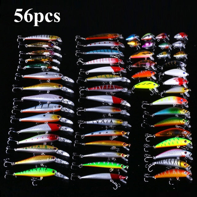10,20,43 or 56pcs/pack Mixed Fishing Lure Bait Set Wobbler Crankbaits Swimbait