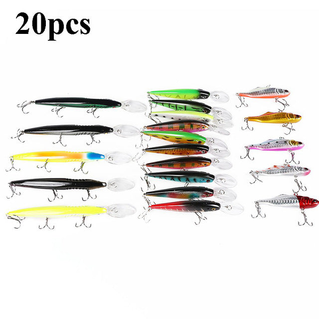 10,20,43 or 56pcs/pack Mixed Fishing Lure Bait Set Wobbler Crankbaits Swimbait