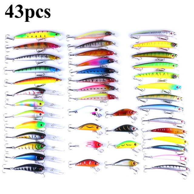 10,20,43 or 56pcs/pack Mixed Fishing Lure Bait Set Wobbler Crankbaits Swimbait