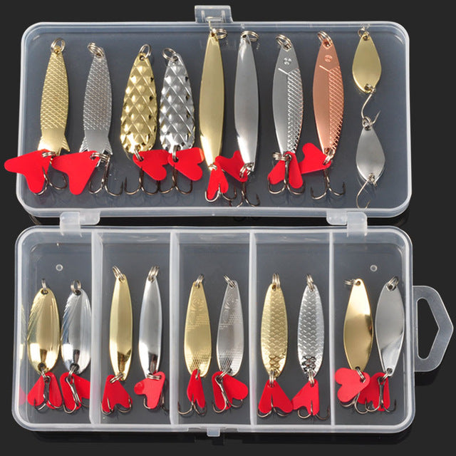 Fishing Spoon Lure Kit Fresh Water Bass Pike Fishing