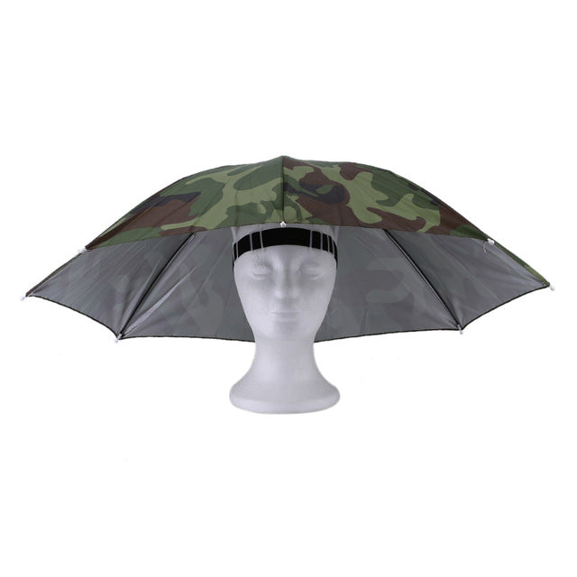 Image of Green Camouflage Folding Umbrella Fishing Hat