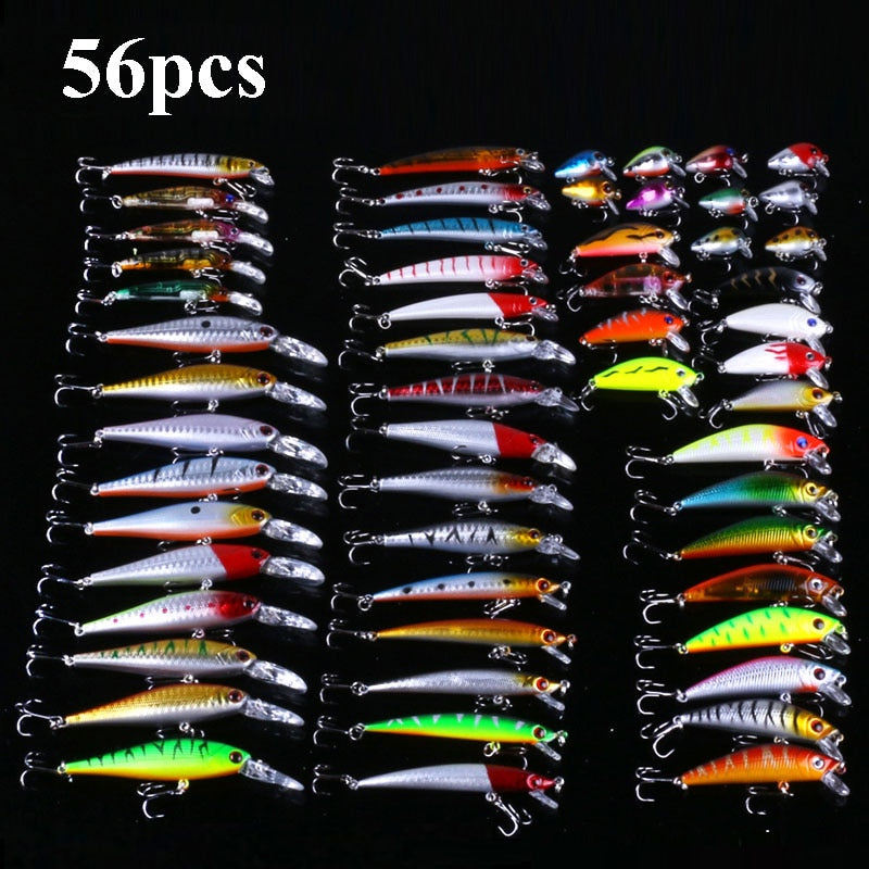 10,20,43 or 56pcs/pack Mixed Fishing Lure Bait Set Wobbler Crankbaits Swimbait
