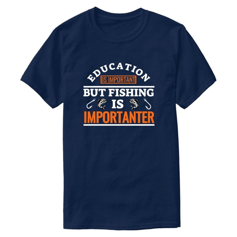Image of the “Education is Important, But Fishing Is Importanter” Fishing Tee Shirt 