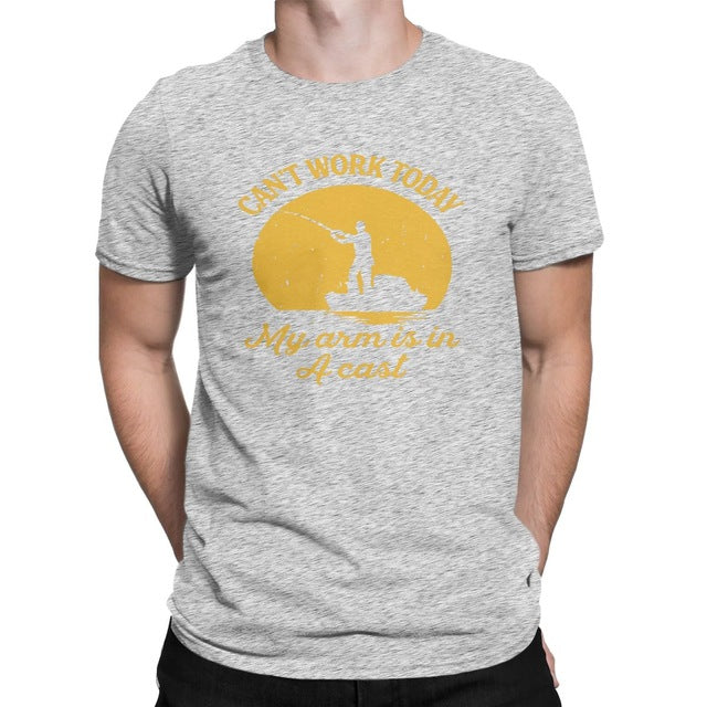 “I Can't Work Today, My Arm Is In A Cast” Fishing Tee Shirt