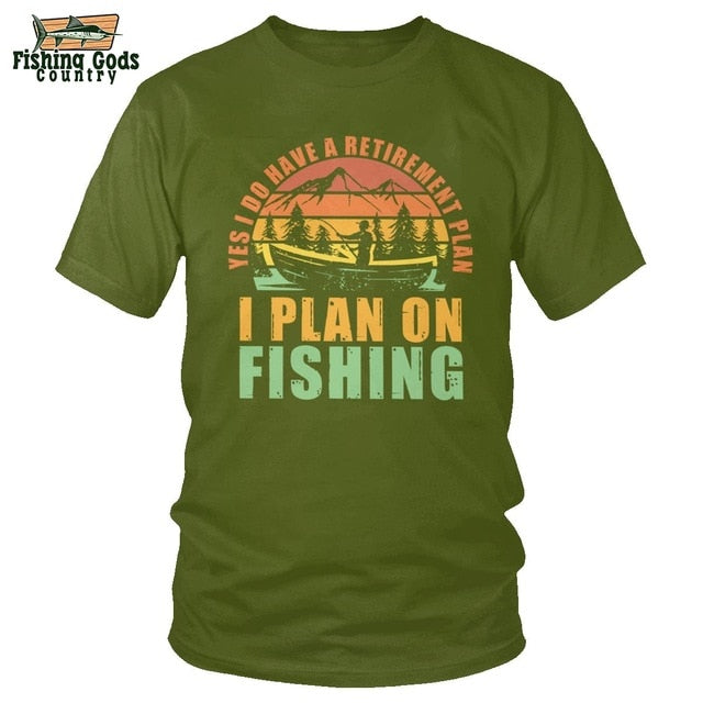 “Yes, I Do Have A Retirement Plan — I Plan On Fishing” Funny Fishing Tee Shirt