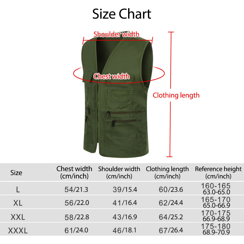 Zipper Multi-Pocket Fishing Vest